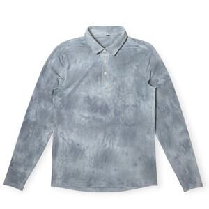 Lululemon Evolution Long Sleeve Polo SIZE S Diamond Dye Gray Stretch Pullover